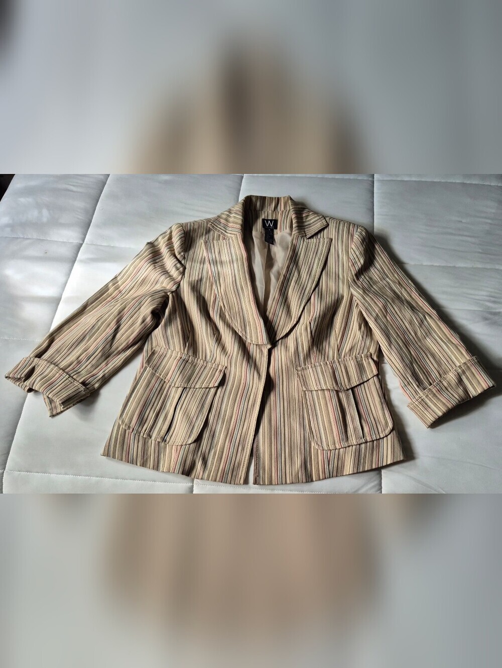 Striped Beige Tailored Blazer Jacket by W